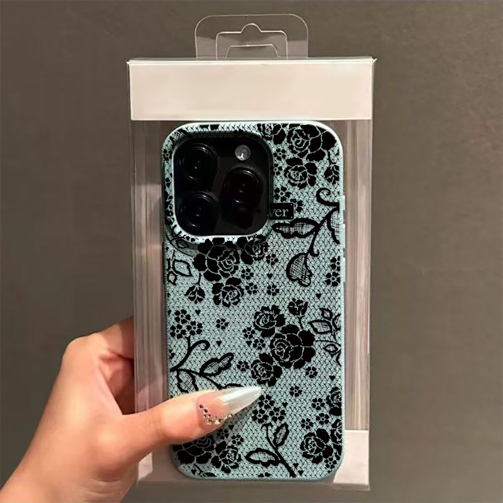 Elegant Black Lace Rose Floral - Vintage Floral Pattern Soft Case 评论和价格
