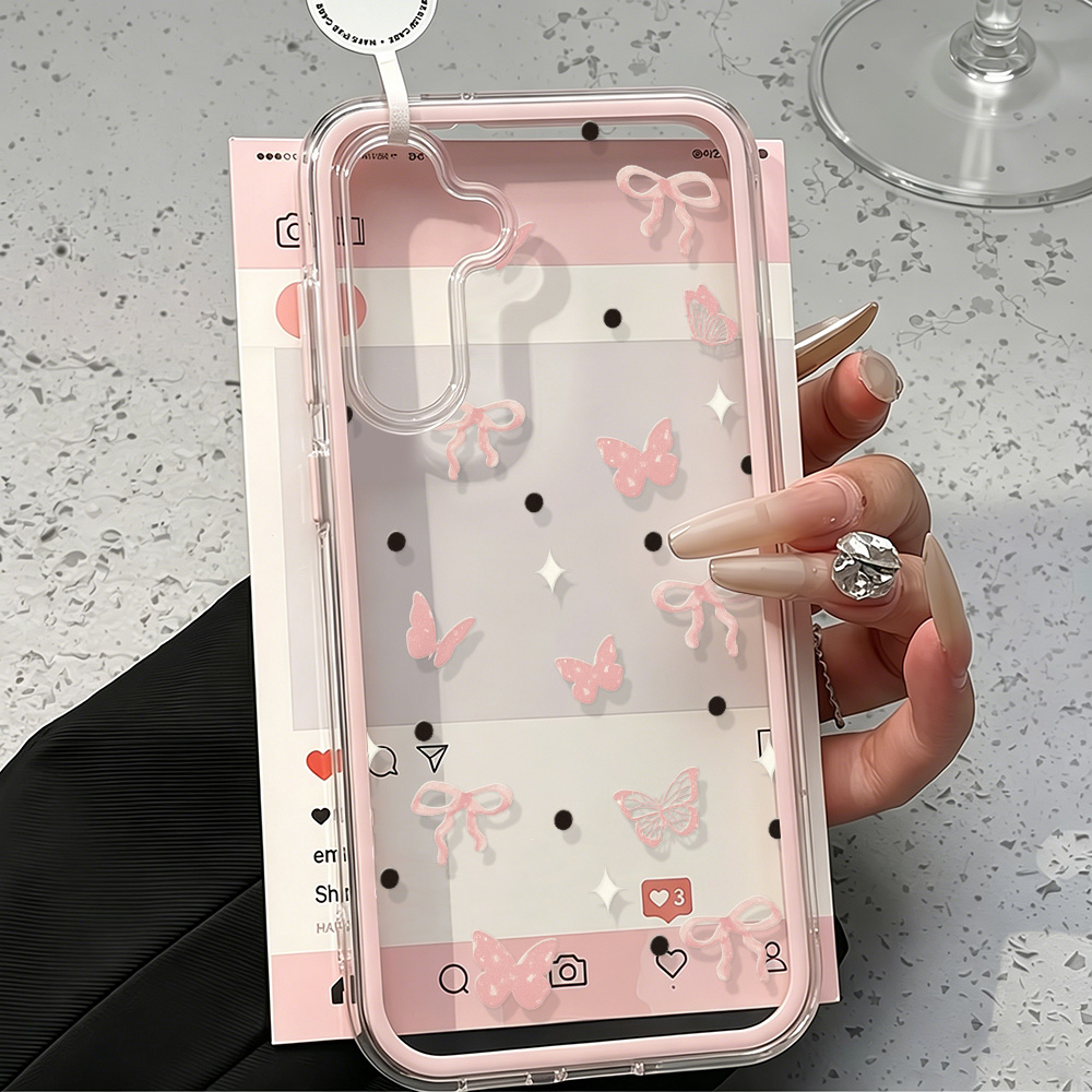 Cute Pink Bow Soft Phone Case  - Clear Shockproof Bumper Case 评论和价格
