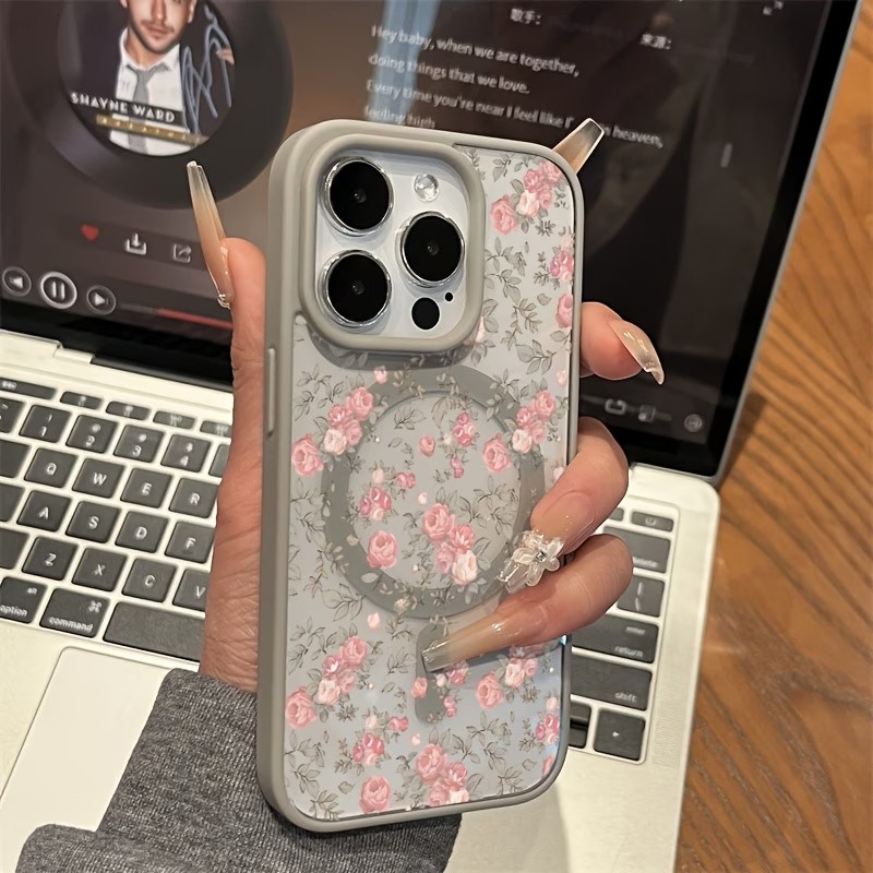 Pink Tiny Rose Clear Magnetic  - Clear Shockproof Bumper Case 评论和价格