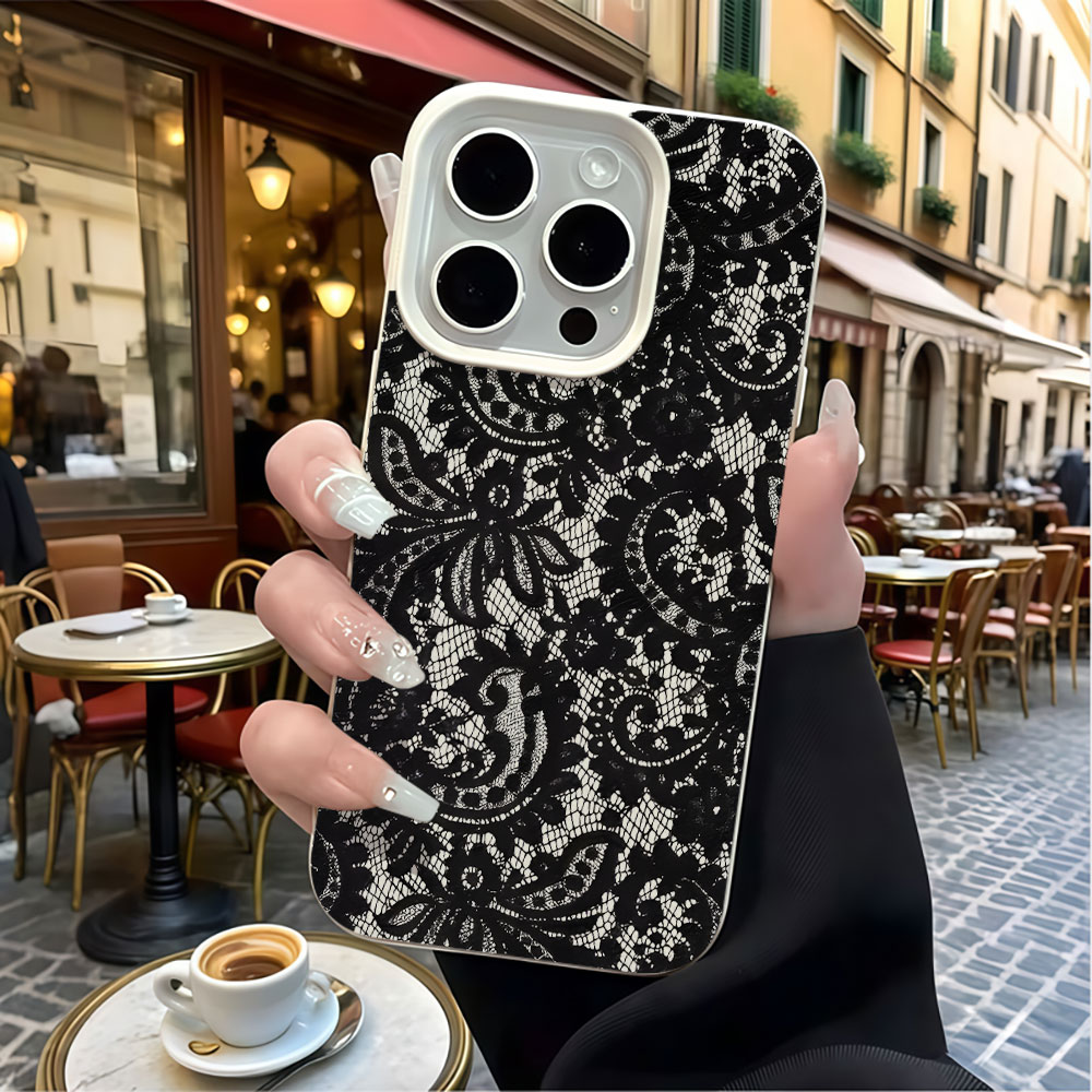 Black Vintage Floral Lace Lych - Vintage Floral Pattern Soft Case 评论和价格