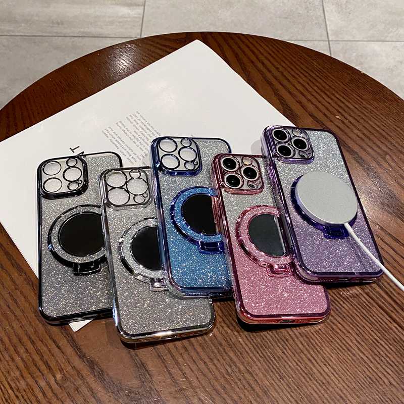 Makeup Mirror Ring Phone Case  - Liquid Silicone Magnetic Phone Case 评论和价格
