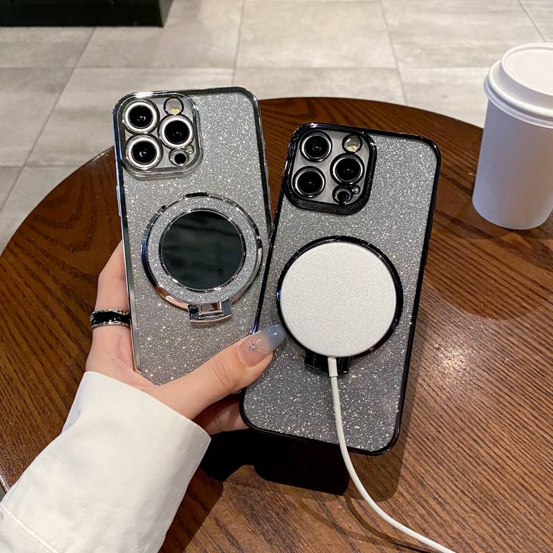 Makeup Mirror Ring Phone Case  - Liquid Silicone Magnetic Phone Case 评论和价格
